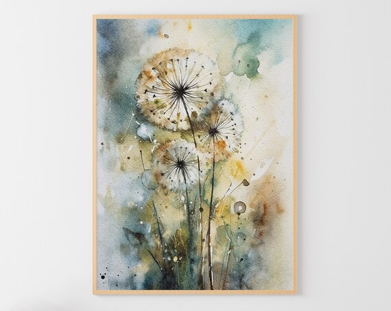 Dandelions Wildflowers Watercolor Floral Art Print