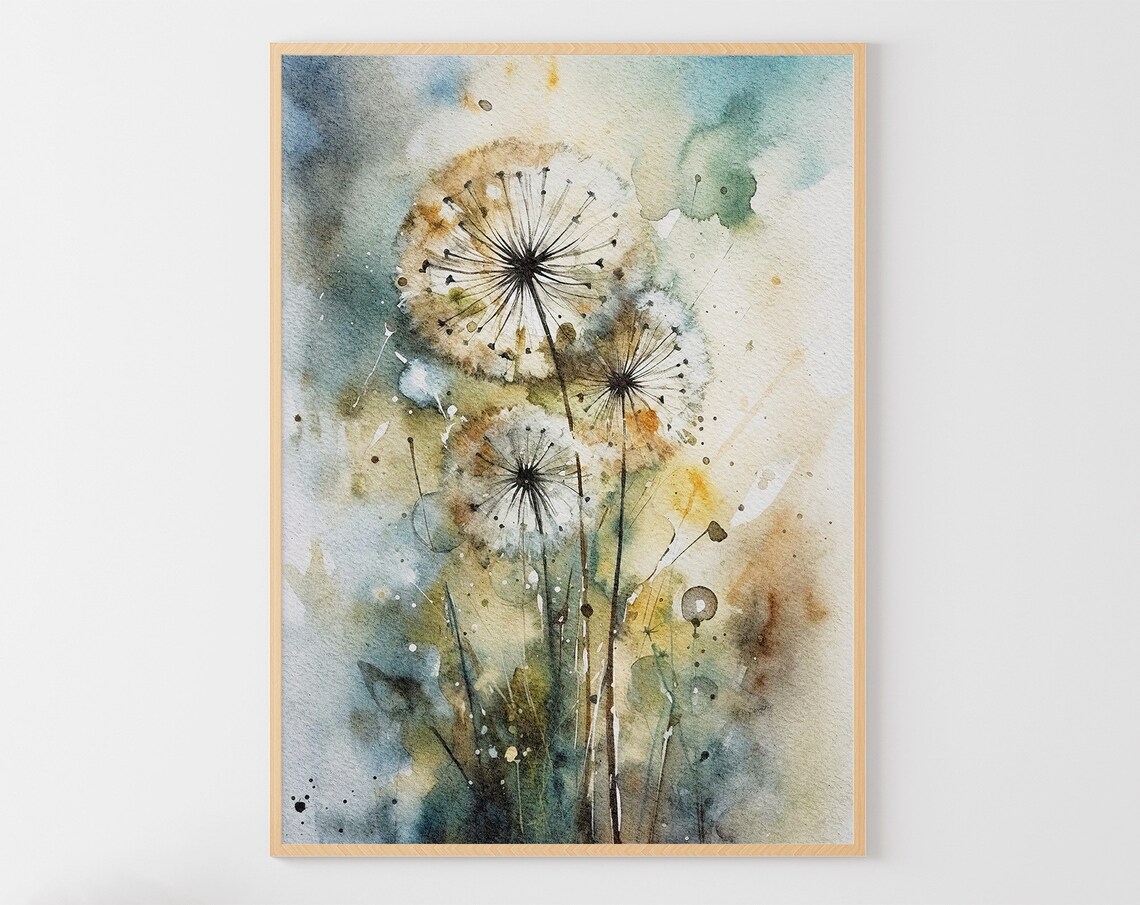 Dandelions Wildflowers Watercolor Floral Art Print