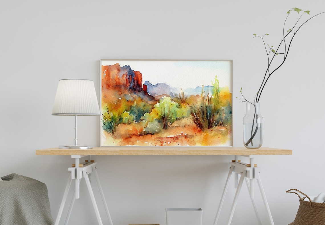 Arizona Desert Watercolor Landscape, Travel Poster - Image 4