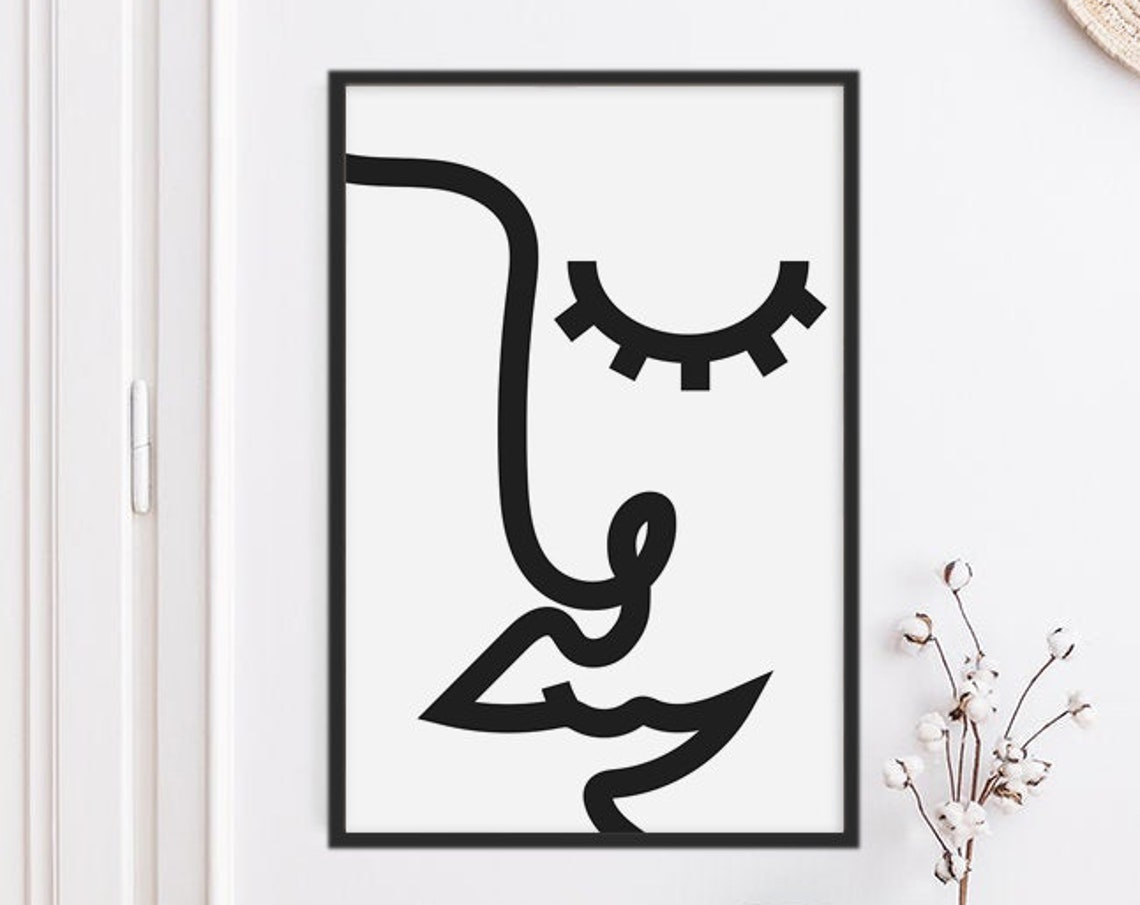 Minimalist Face Line Art Sketch Black Abstract Portrait Wall Poster - Image 4