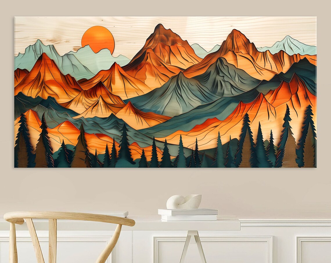 Wood Mountain Abstract Wall Art Print