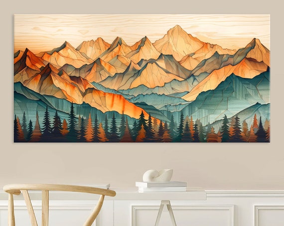 Wall Art Mountain Wall Art Living Room Decor Abstract Mountain Wall Art Texture Print Extra Large Wall Art