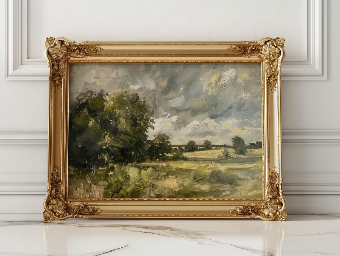 Sunlit Green Pasture With A Large Spreading Tree Painting Poster - Image 2