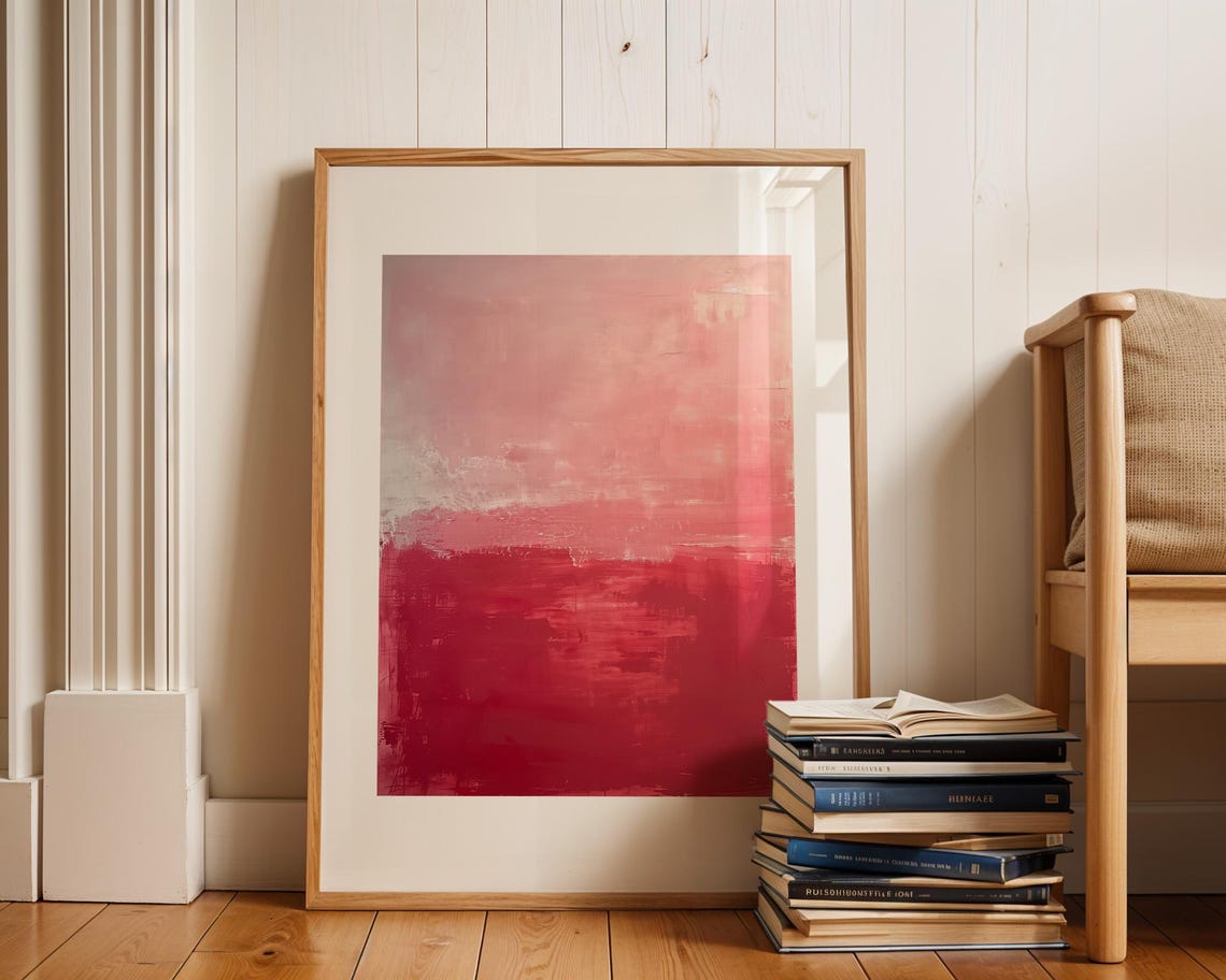 Pink and Red Color-Field Abstract Painting in Rothko Style Poster - Image 3