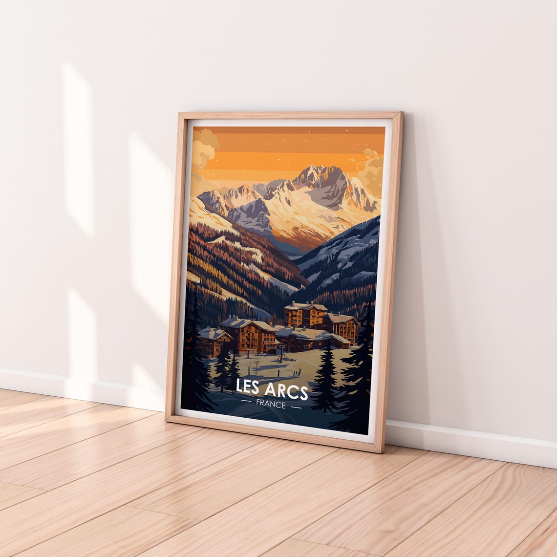 Les Arcs France Ski Resort Snow Peaks Sunset Alpine Glow Poster - Image 2