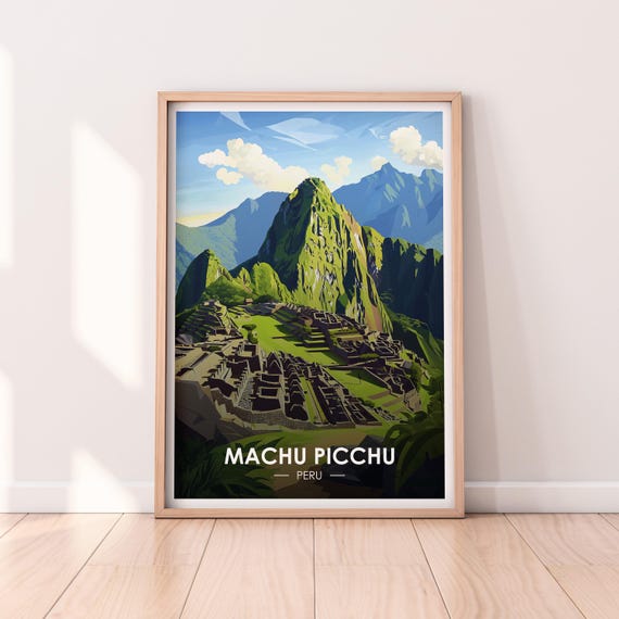 Machu Picchu Poster Peru Travel Poster Premium Print Wonders Travel Home Dcor