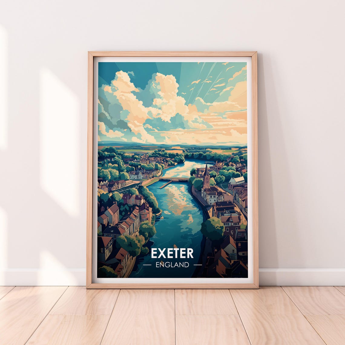 Exeter England Riverside Bridge Church Boats River View Poster