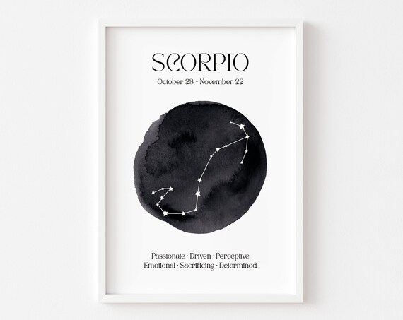 Scorpio Zodiac Print Astrology Prints Star Wall Art Celestial Sign Spiritual Poster Constellation Water
