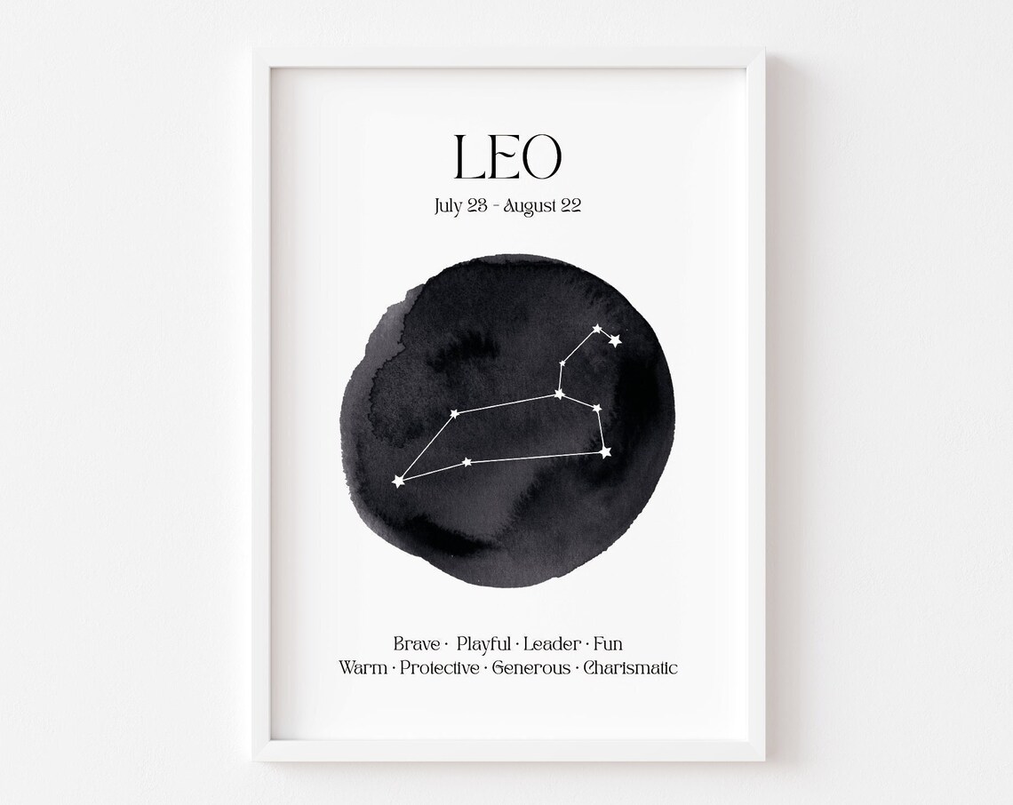 Leo Zodiac Print, Celestial Star Wall Art