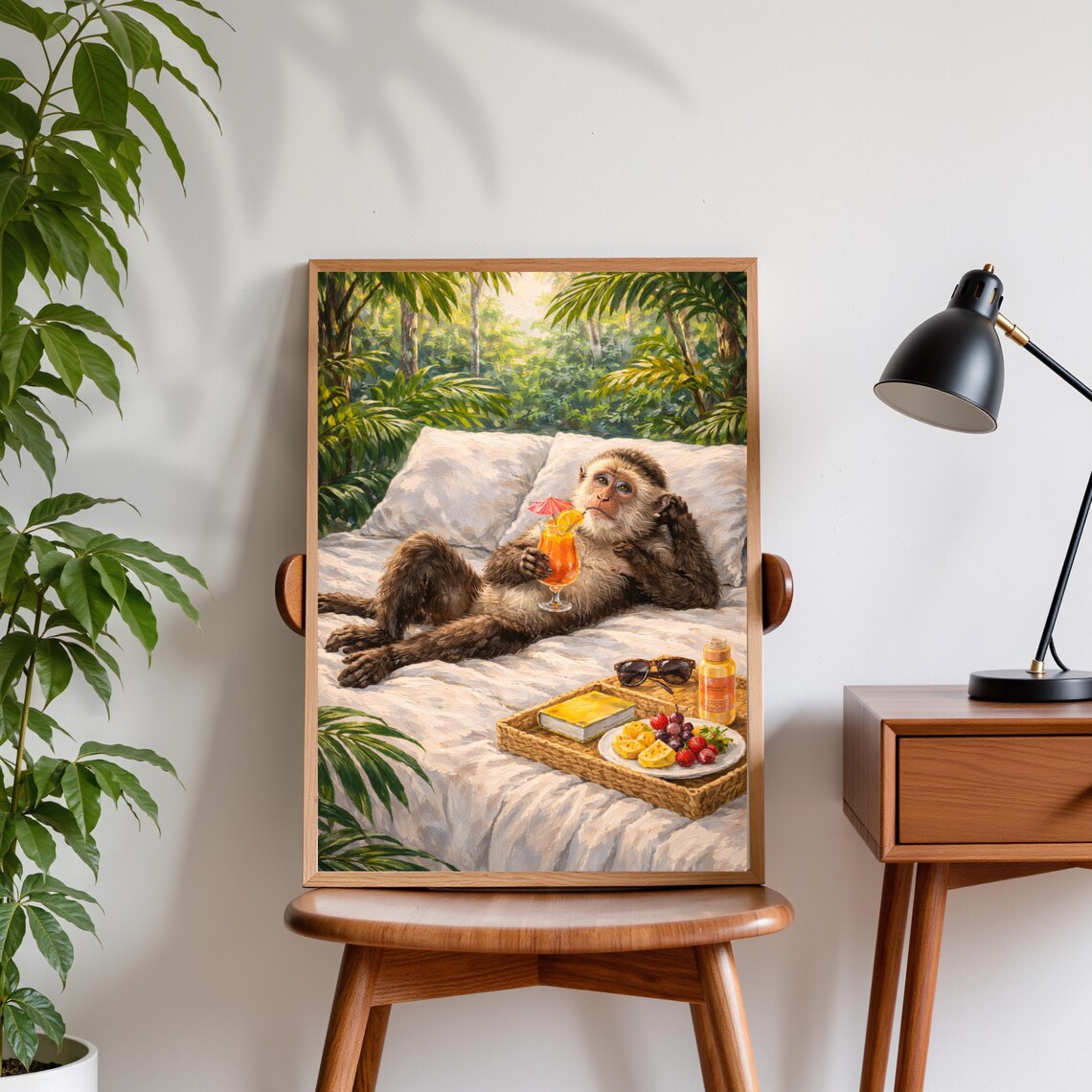 Relaxing Monkey Cocktail Tropical Jungle Bed Funny Vacation Vibes Poster