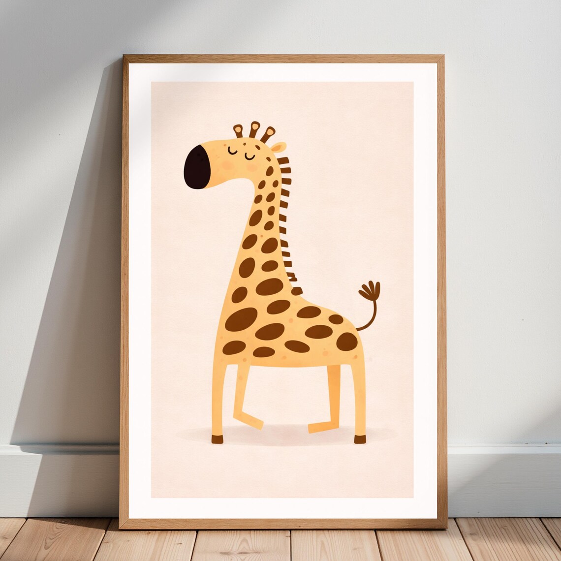 Giraffe Safari Nursery Print, Minimalist Boho Poster