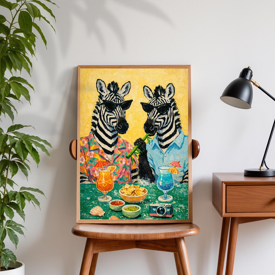 Zebra Cocktail Party Poster, Quirky Animal Print