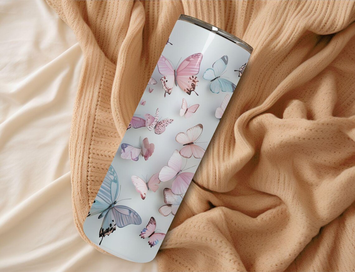 Butterfly Seamless Tumbler Wrap 20oz Skinny Sublimation Art Print - Image 5