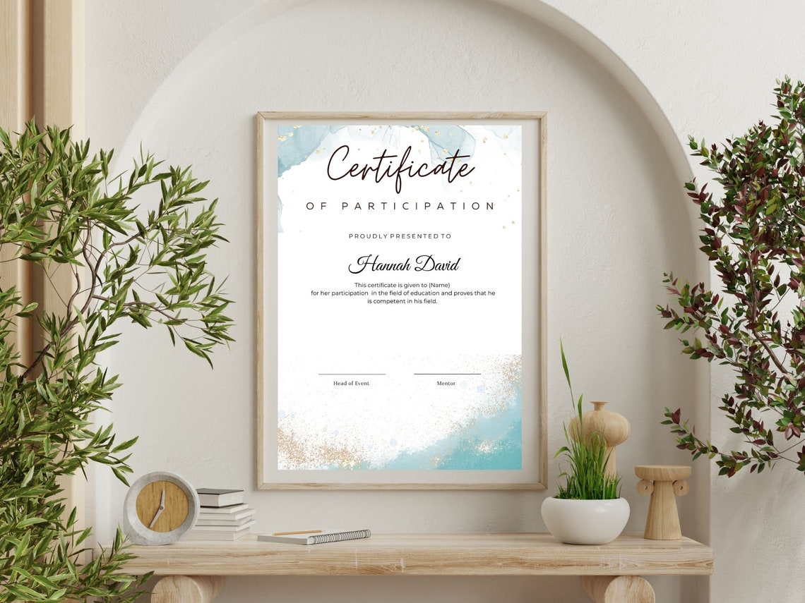 Editable Certificate Of Participation Canva Template Digital Print - Image 8