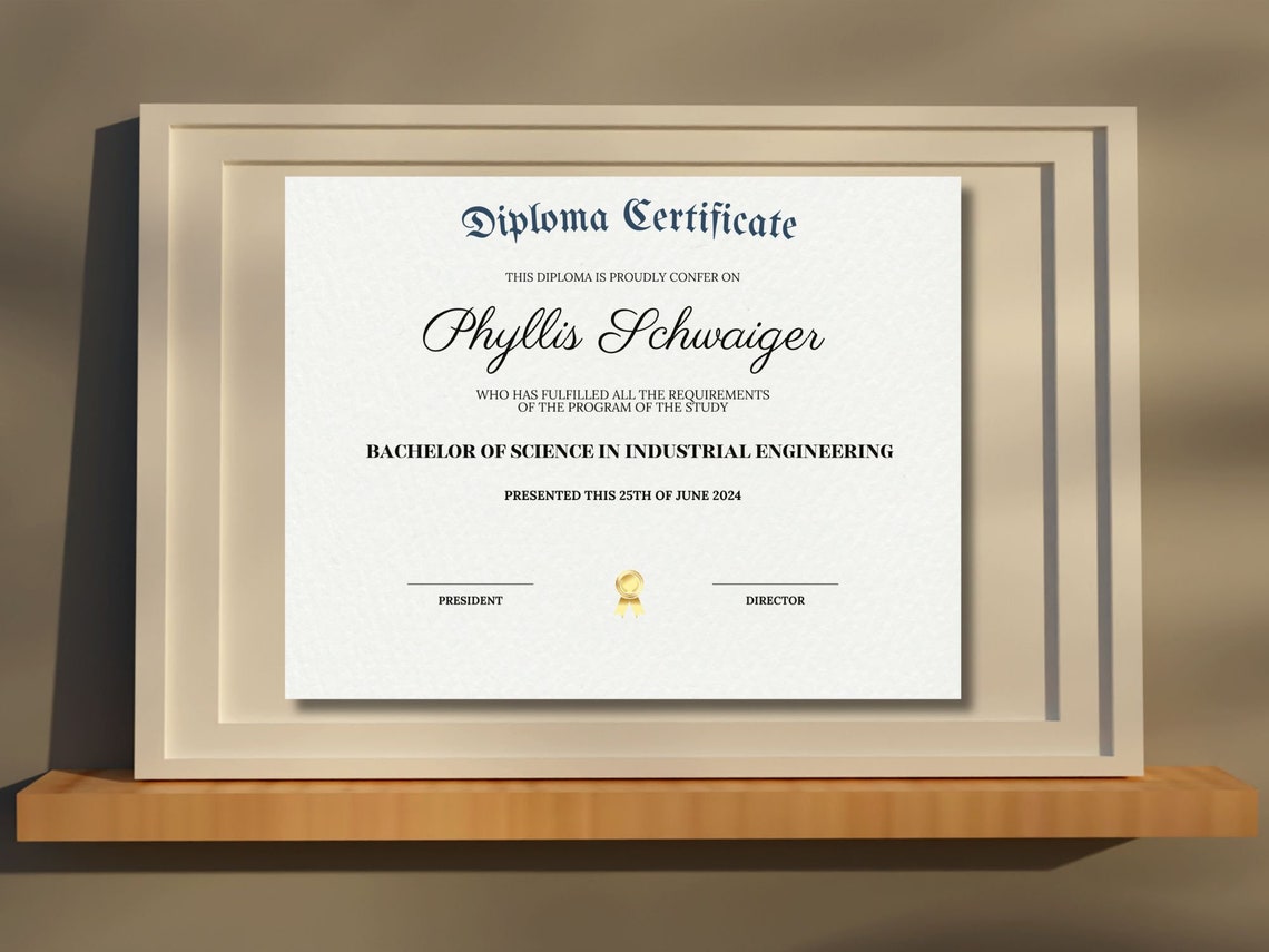 Editable College Diploma Certificate Template Gold Ribbon Print - Image 3