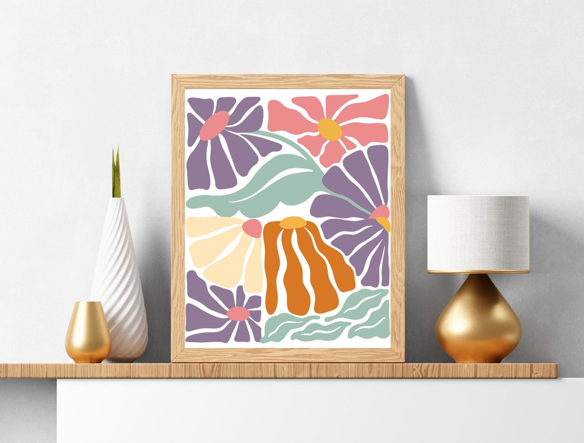 Bold Abstract Floral Matisse Style Modern Colorful Pop Wall Art - Image 3