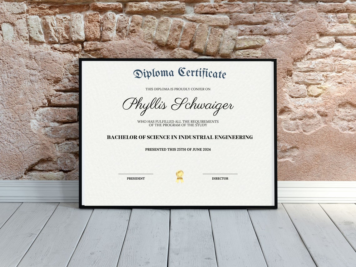 College Diploma With Gold Seal Customized University Diploma Replica Template Editable Graduation Certificate File - Image 4