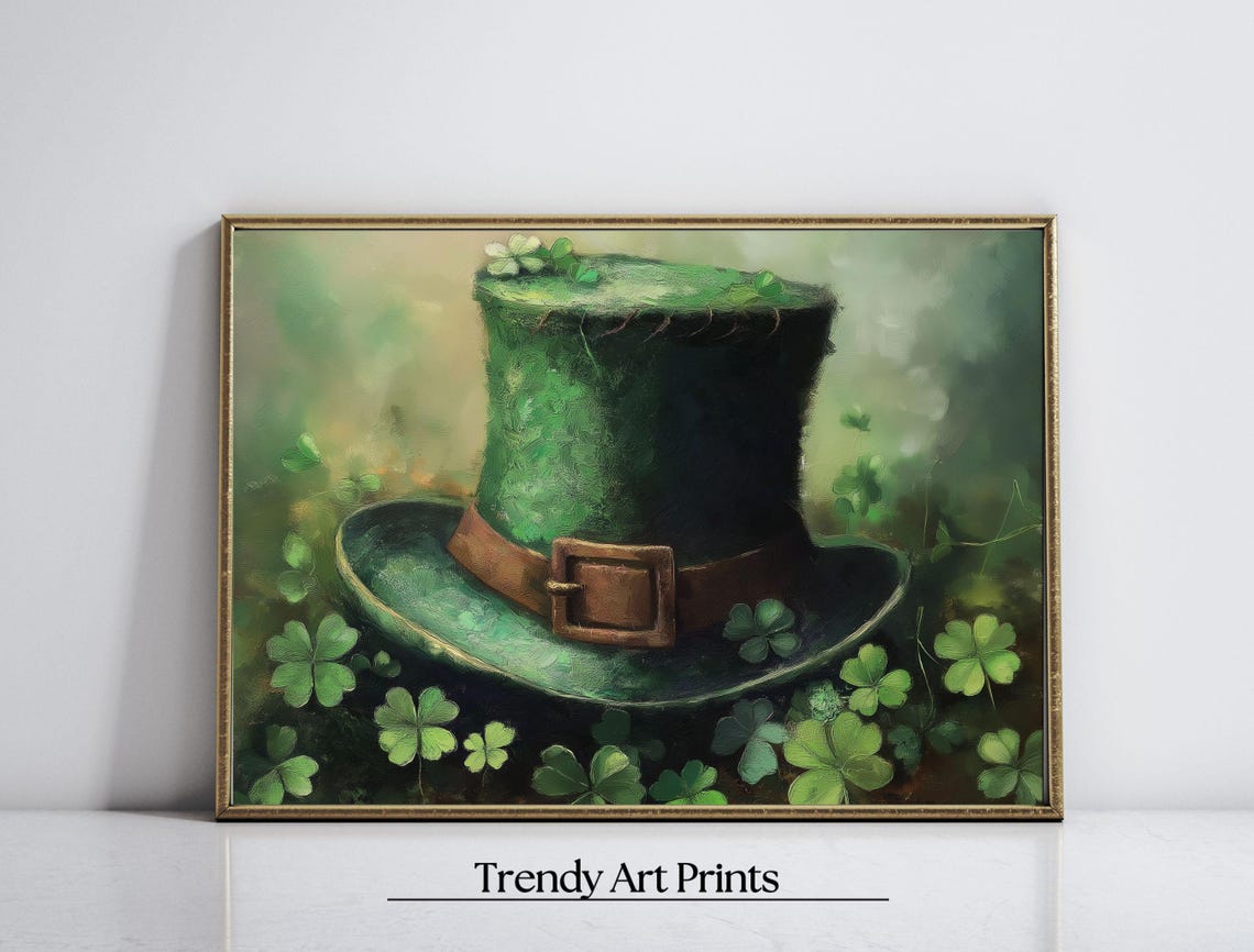 Lucky St Patricks Day Green Leprechaun Hat Shamrock Art Print