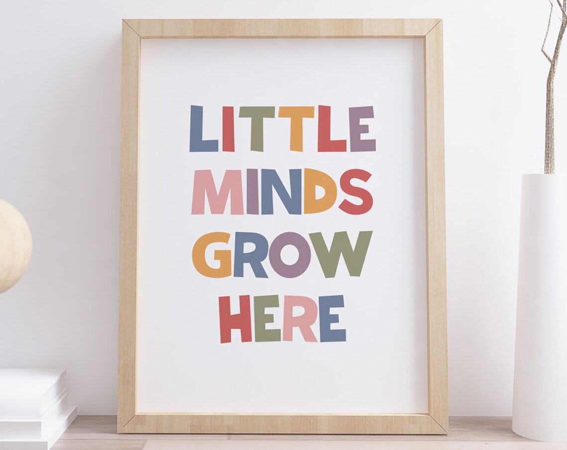 Little Minds Grow Here Colorful Kids Classroom Typography Poster - Image 3