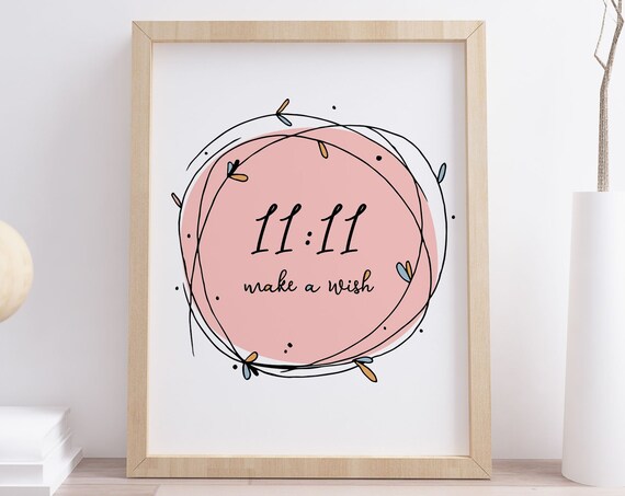 11:11 Make A Wish Blush Pink Angel Number Manifestation Poster