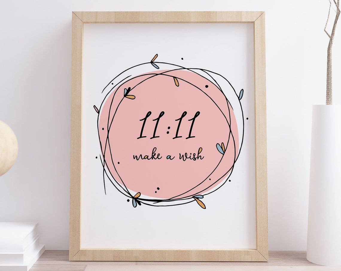 11:11 Make A Wish Blush Pink Angel Number Manifestation Poster