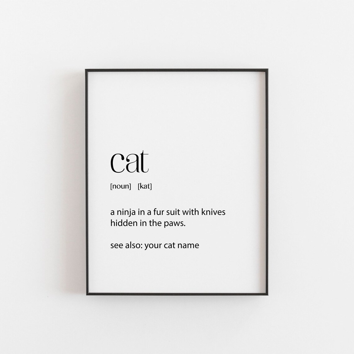 Personalized Cat Definition Print, Custom Name Poster