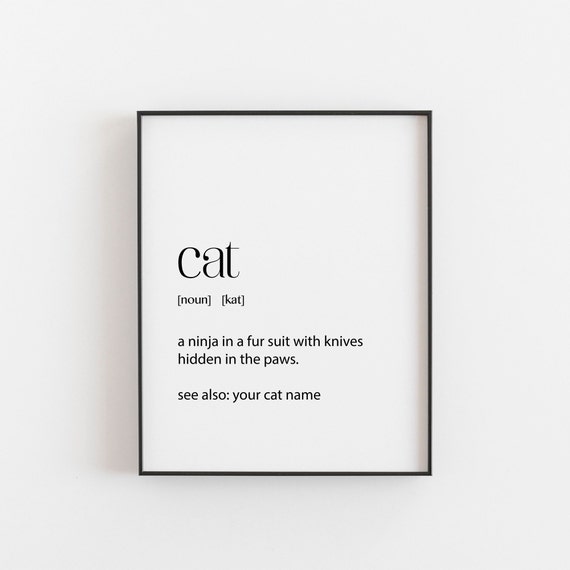 Personalized Cat Definition Print, Custom Name Poster