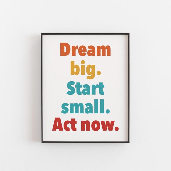 Dream Big Wall Art Motivational Quote Print Colourful Typography Poster Office Decor Inspirational Gift For Entrepreneurs Students