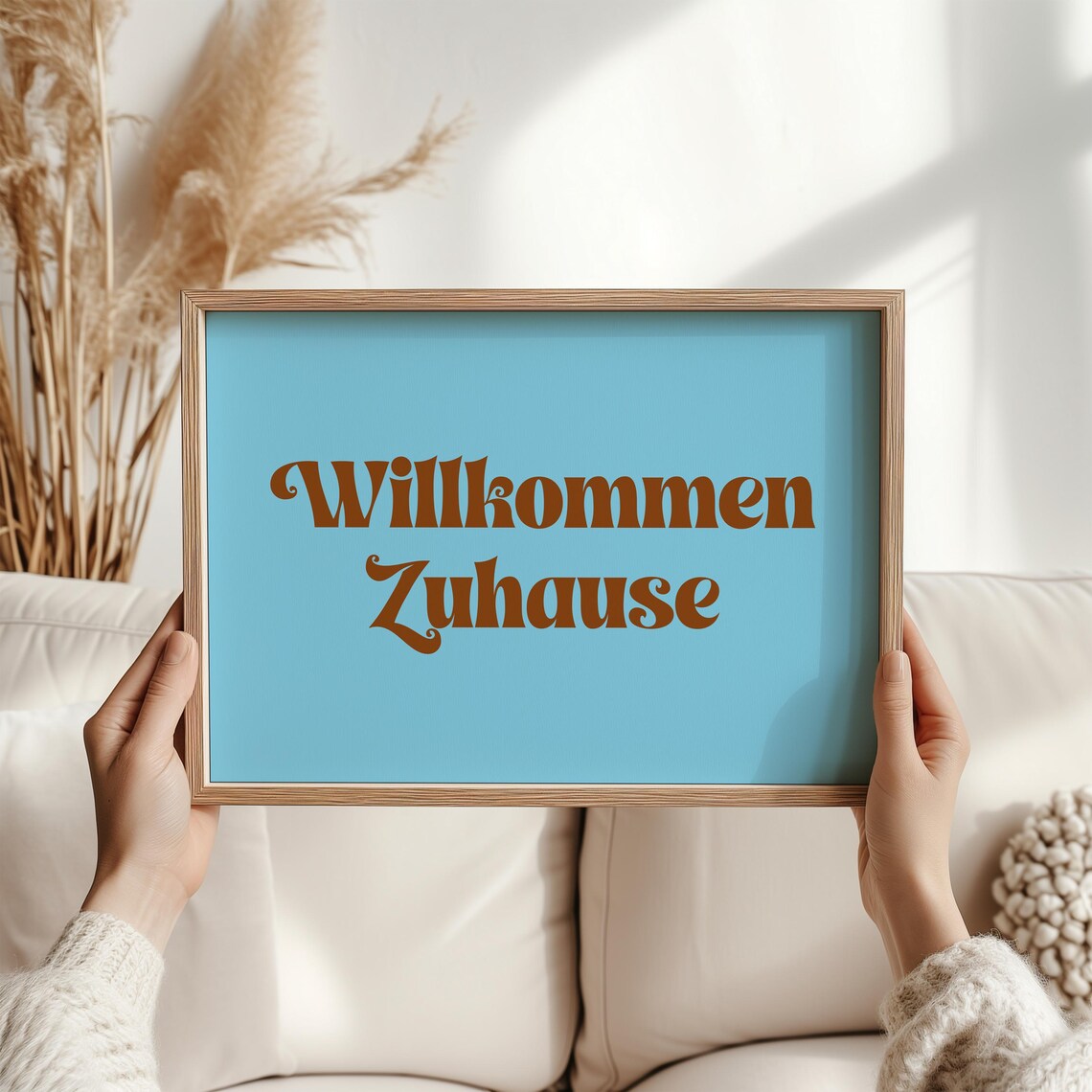 Willkommen Zuhause German Warm Welcome Home Retro Yellow Poster - Image 3