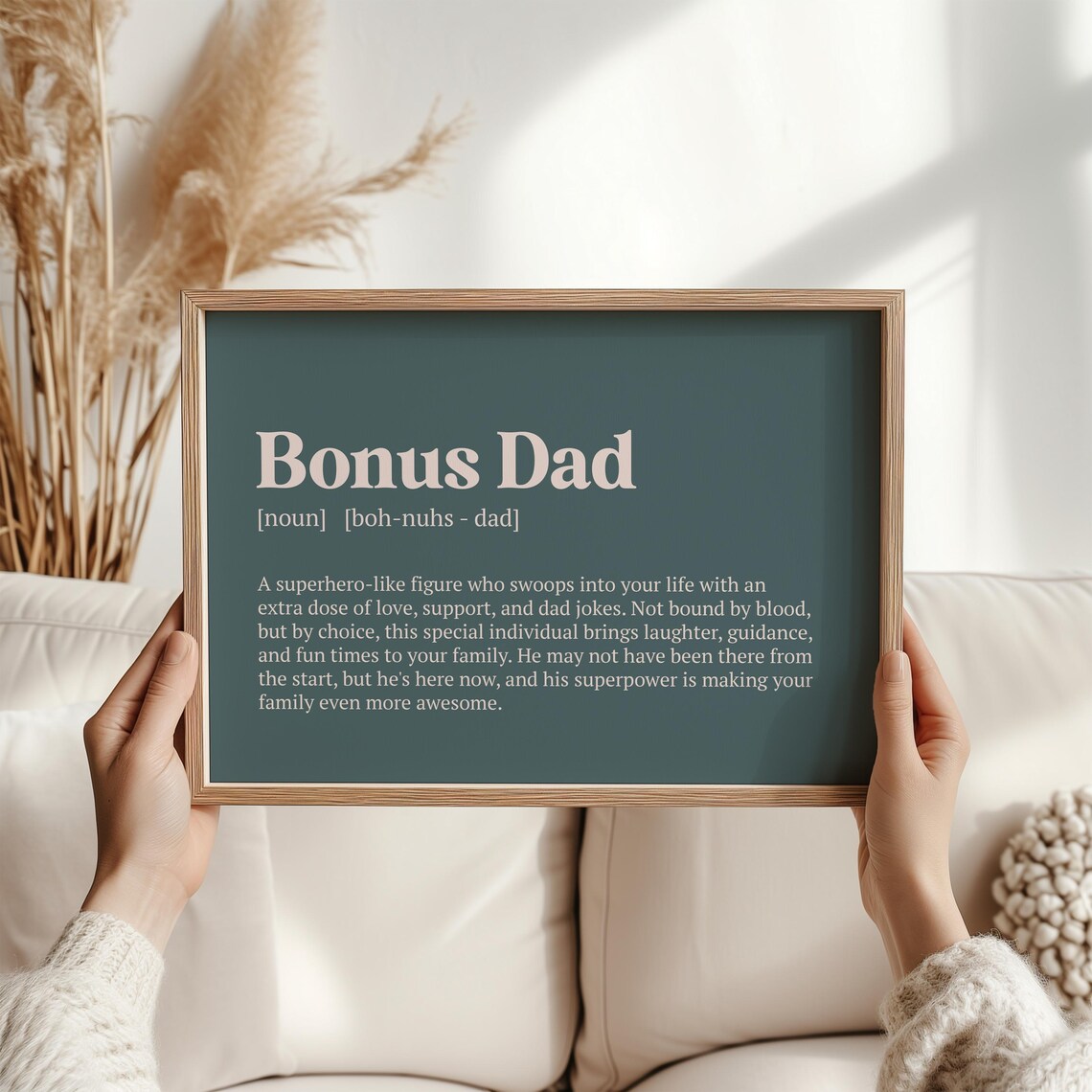 Bonus Dad Definition Art Print, Heartfelt Stepdad Gift