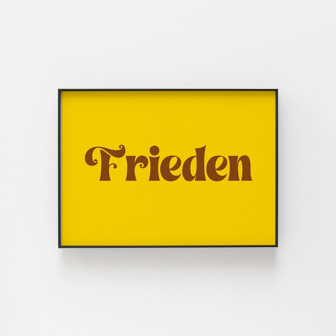 Frieden German Word For Peace Bold Retro Yellow Green Poster - Image 4
