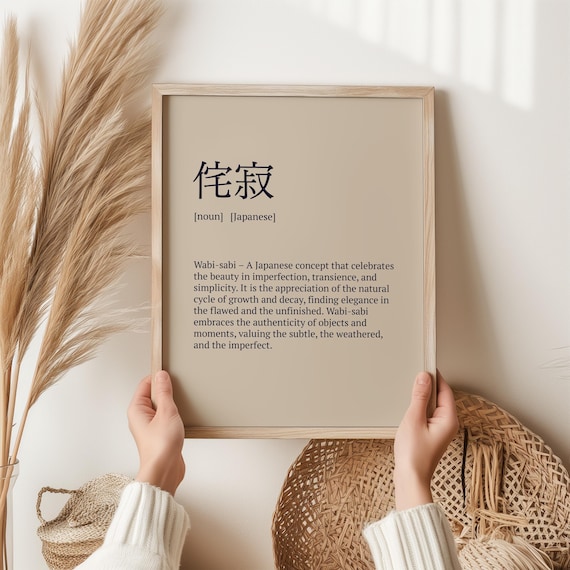 Wabisabi Print Japanese Philosophy Art Embrace Imperfection Quote Minimalist Wall Decor Zen Aesthetic Poster Mindful Living Gift