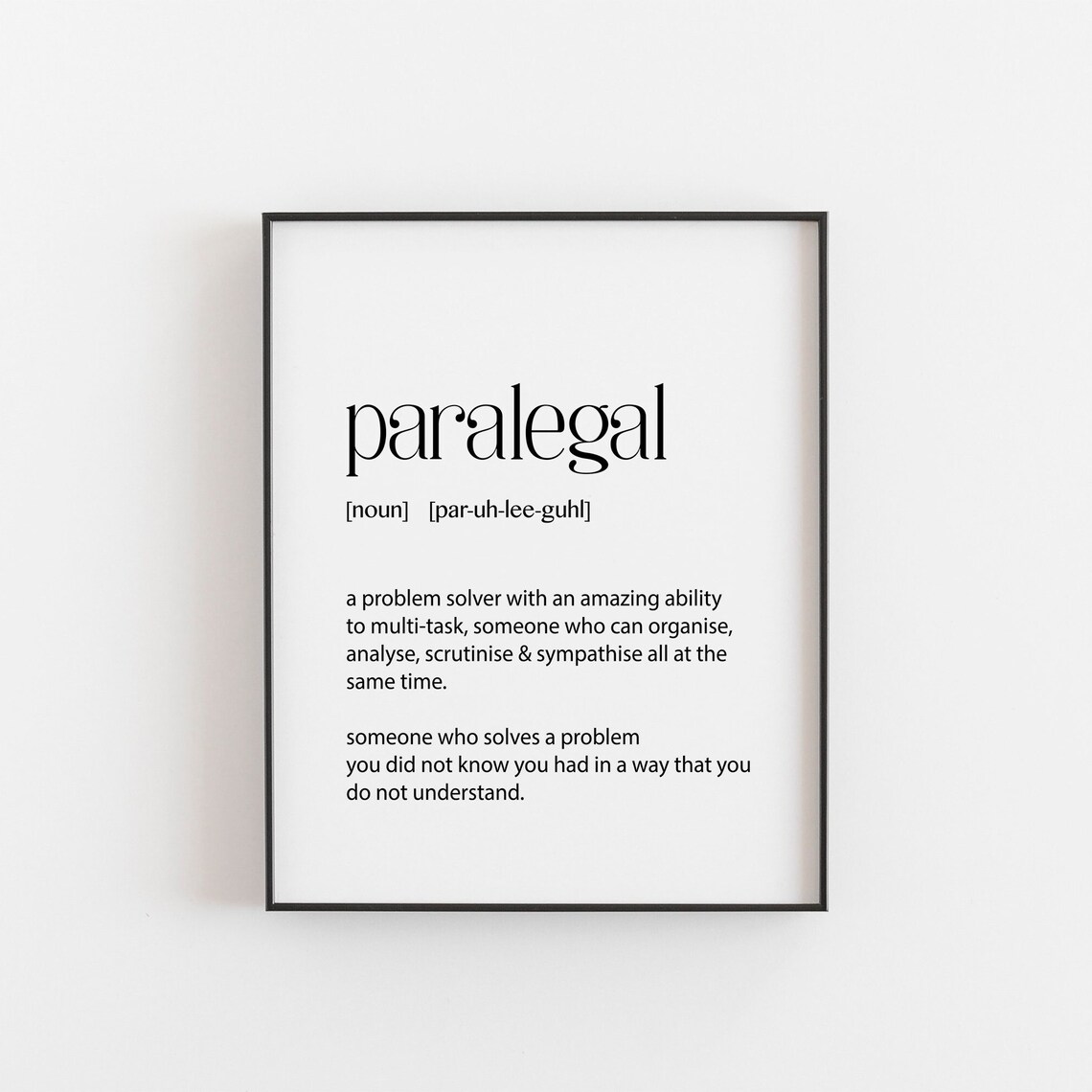 Paralegal Dictionary Print, Funny Office Wall Art