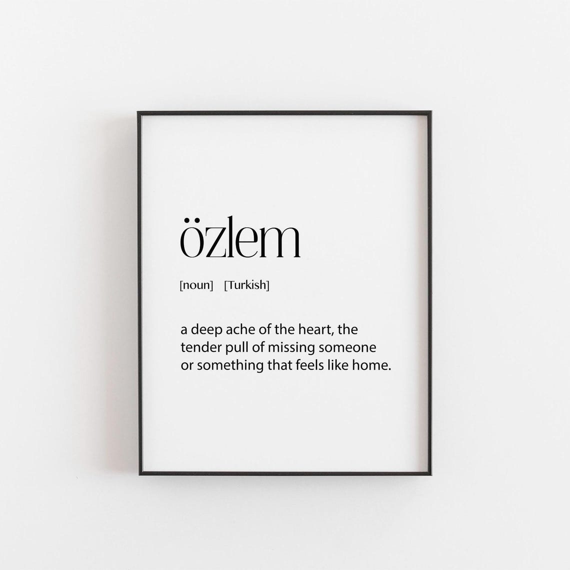 Zlem Turkish Word Print Untranslatable Wall Art Missing Someone Quote Meaningful Language Poster Minimalist Typography Decor