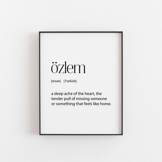 Zlem Turkish Word Print Untranslatable Wall Art Missing Someone Quote Meaningful Language Poster Minimalist Typography Decor