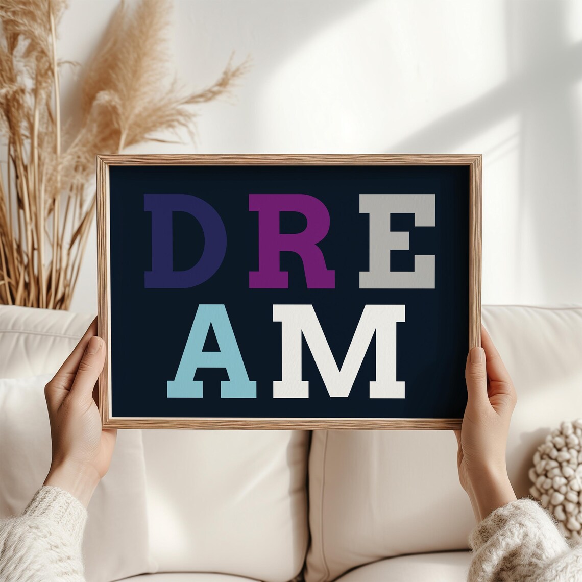 Dream Bold Block Letter Print Colorful Modern Motivational Wall Decor