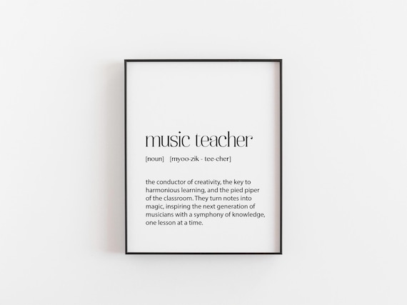 Music Teacher Definition Print Funny Gift Classroom Wall Art End Of Term Thank You Present Christmas Teachers For