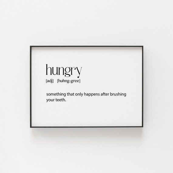 Funny Hungry Definition Poster Bathroom Quote Wall Decor Minimalist