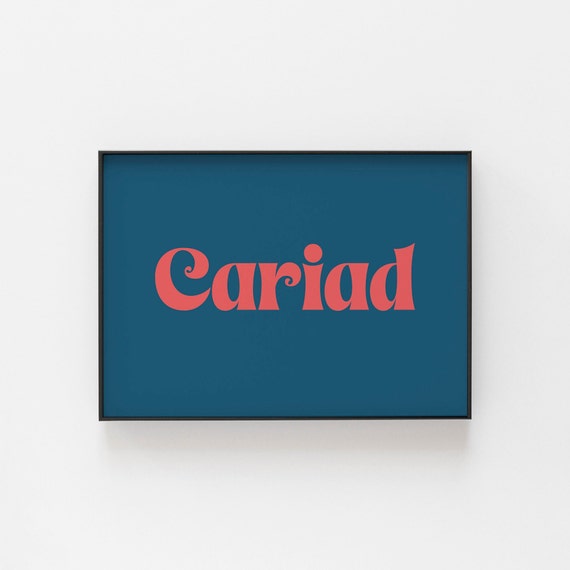 Cariad Welsh Love Art Print, Romantic Wall Decor