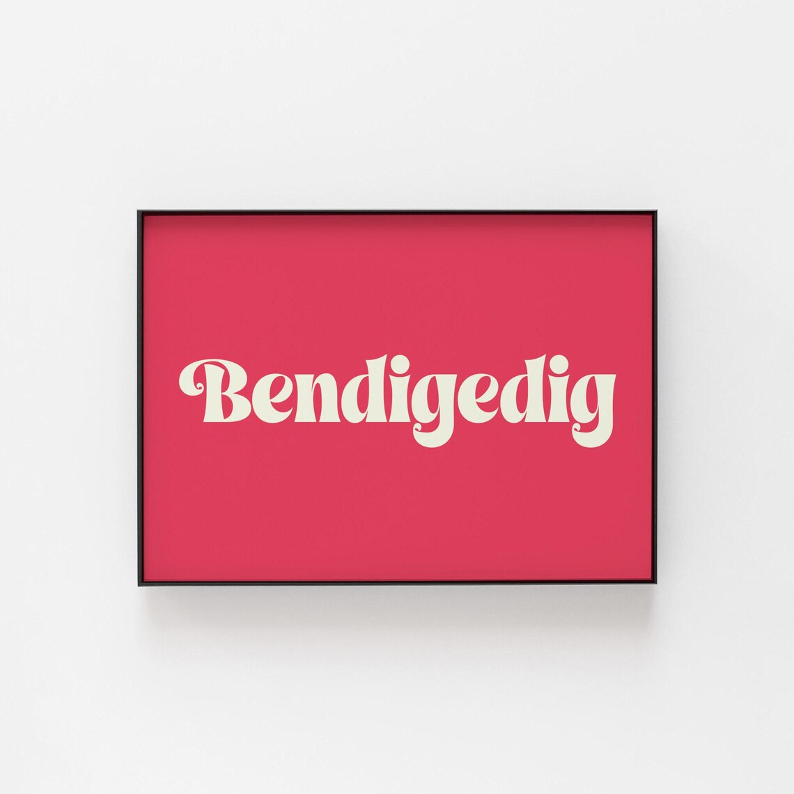 Bendigedig Welsh Word Print Retro Coral Script Wonderful Typography Art - Image 5