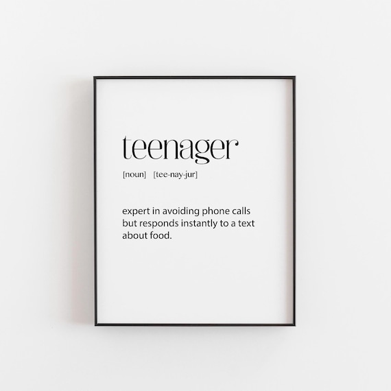 Teenager Funny Definition Print Sarcastic Parent Humor Wall Decor
