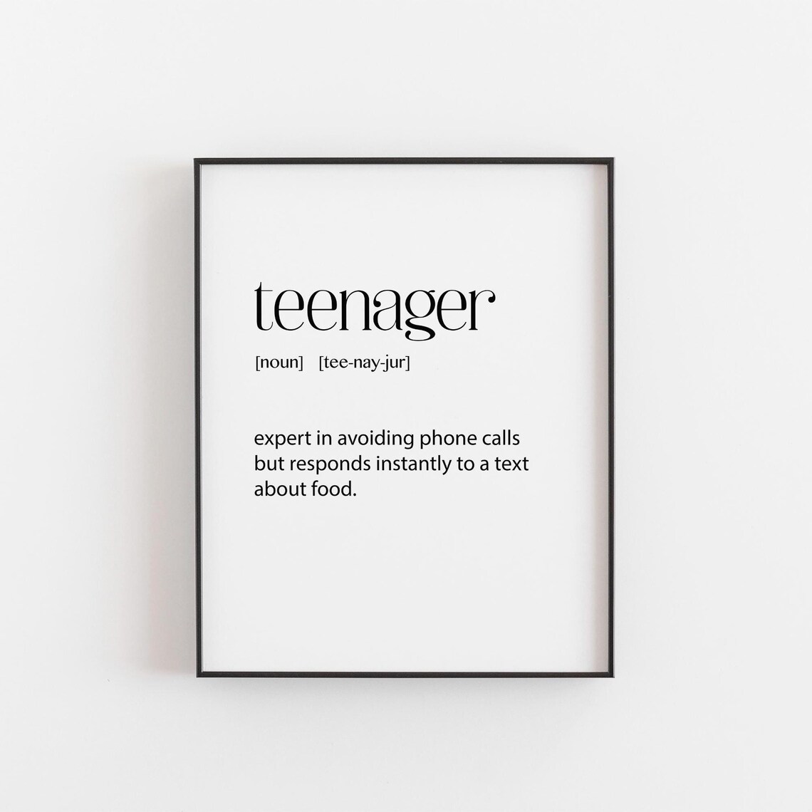 Teenager Funny Definition Print Sarcastic Parent Humor Wall Decor
