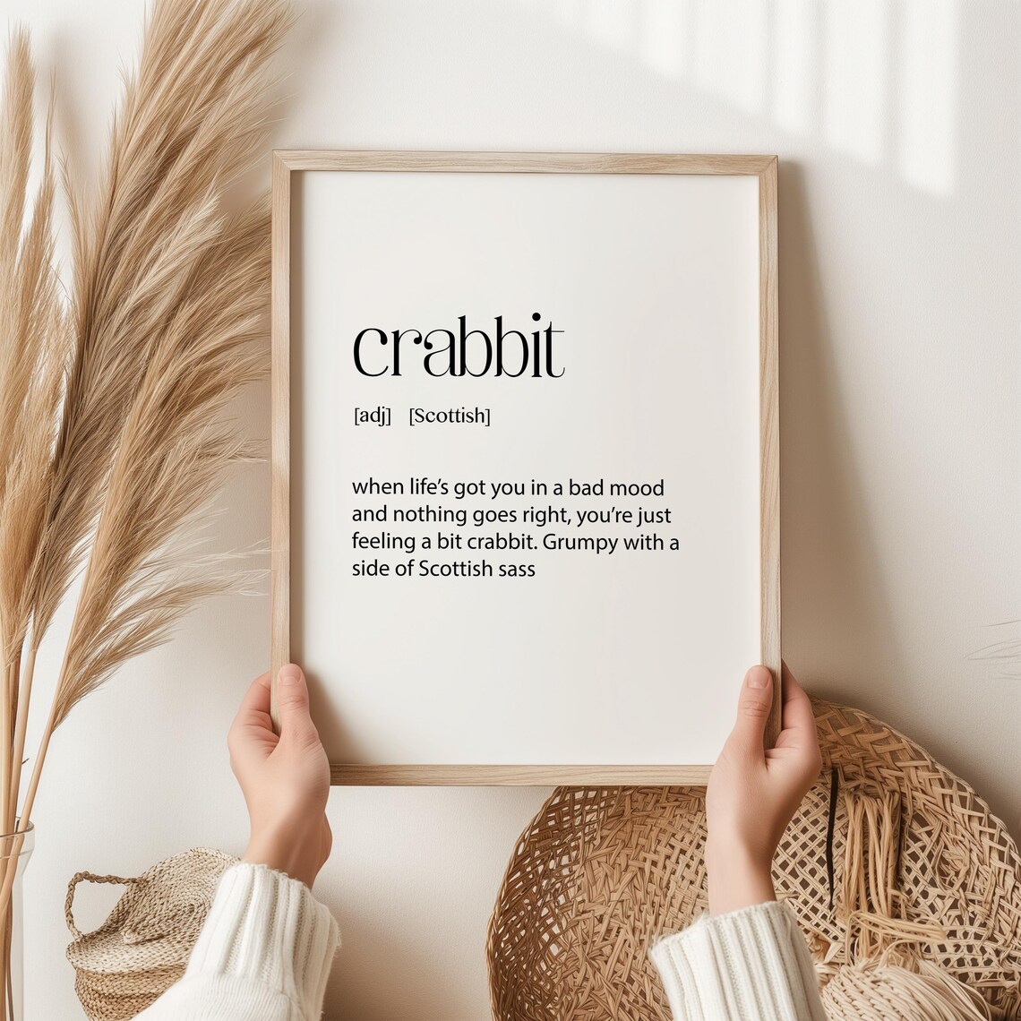 Crabbit Definition, Funny Scottish Slang Art Print