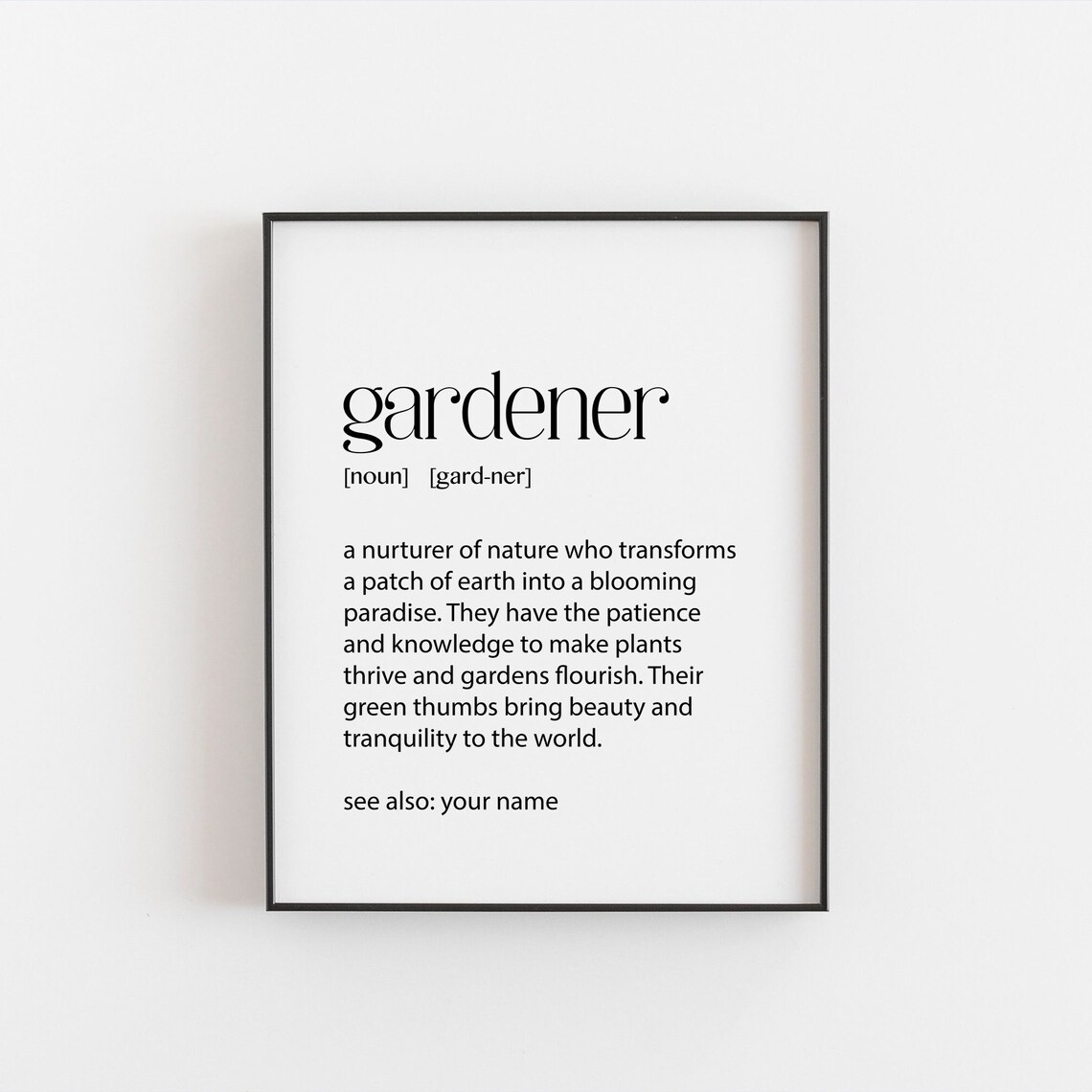 Gardener Definition Green Thumb Nature Lover Gift Tribute Poster