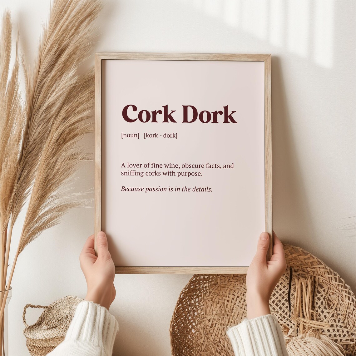 Cork Dork Funny Wine Definition Blush Typography Gift Poster