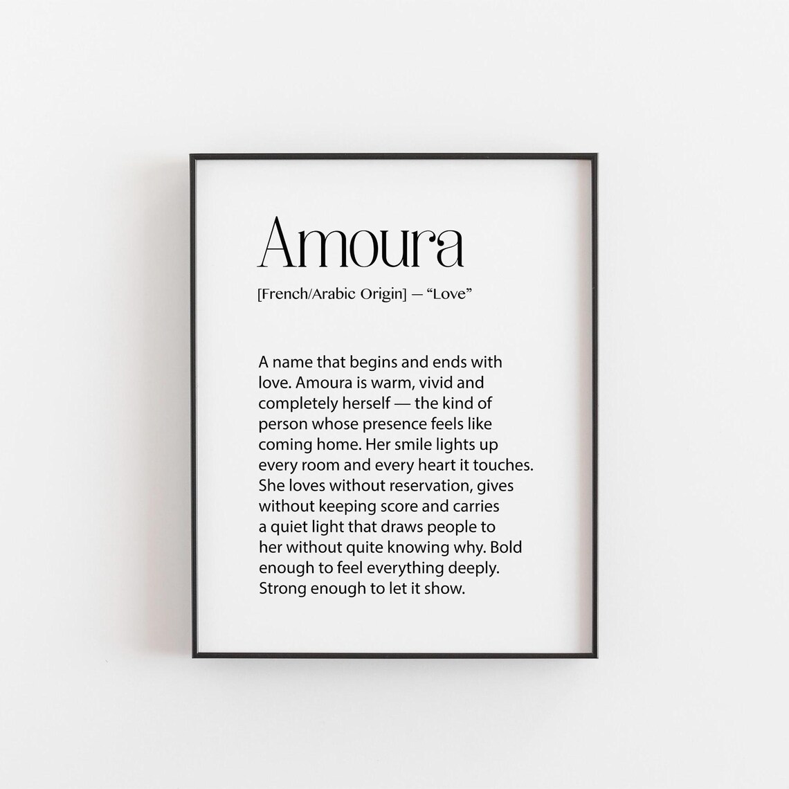 Amoura Name Definition Love French Arabic Origin Personalised Poster