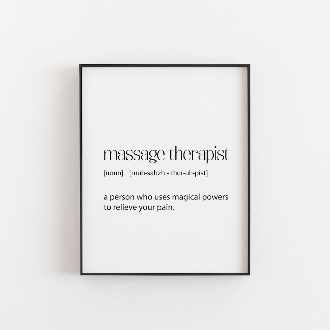 Massage Therapist Definition Art Print, Modern Typography