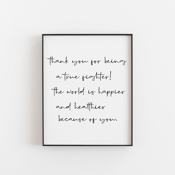 Thank You True Fighter Nurse Appreciation Quote Handwritten Script Wall Art