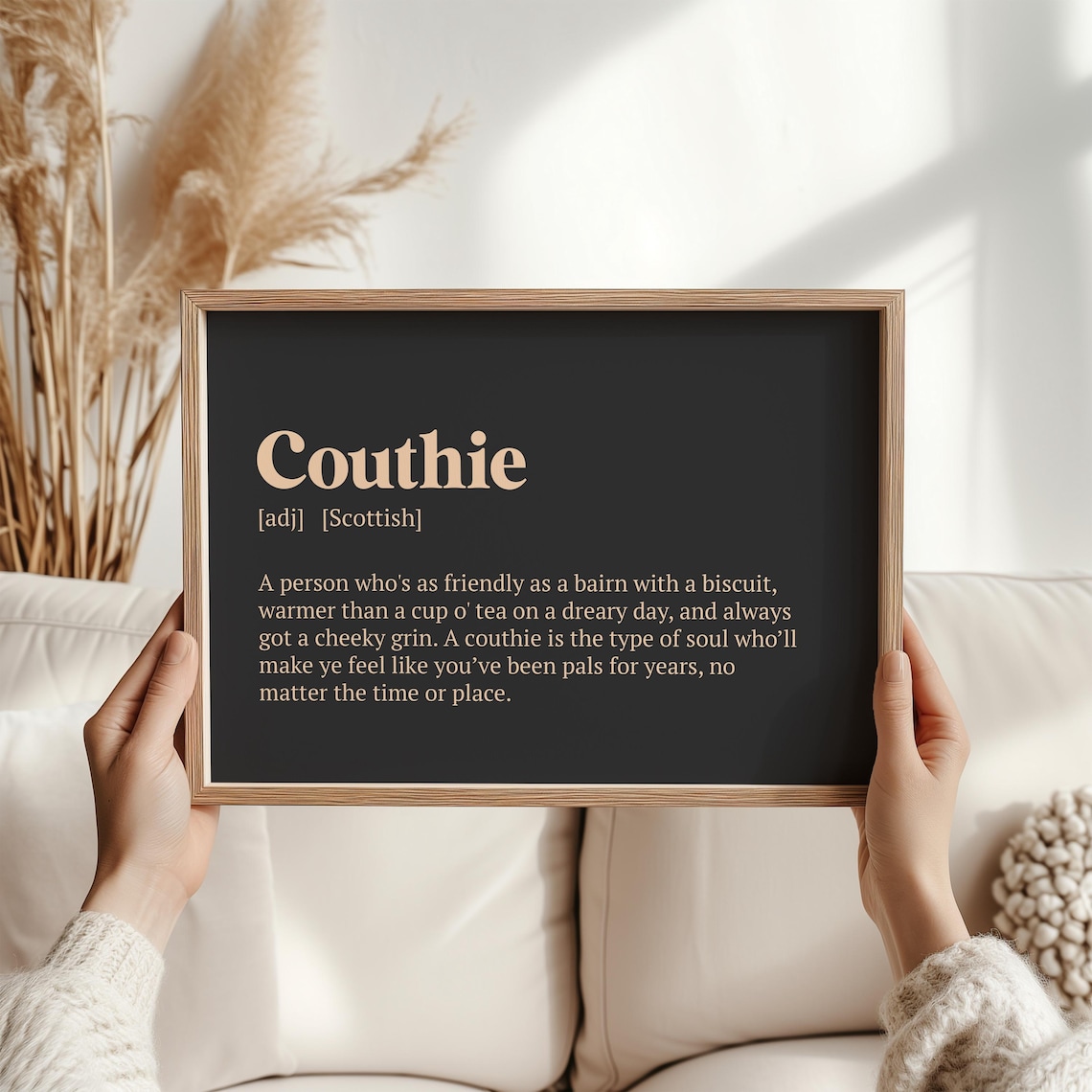 Couthie Scottish Definition Art Print, Cozy Typography