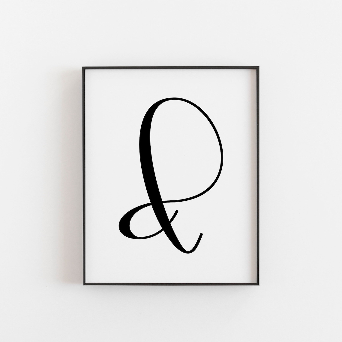 Elegant Script Letter D Monogram Black White Minimalist Personalized Poster